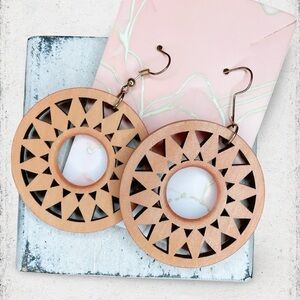 4502u. Statement Orange Wooden Earrings